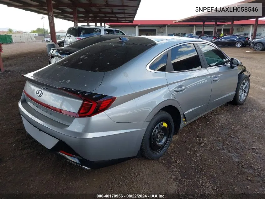 2020 Hyundai Sonata Sel VIN: 5NPEF4JAXLH058546 Lot: 40170956