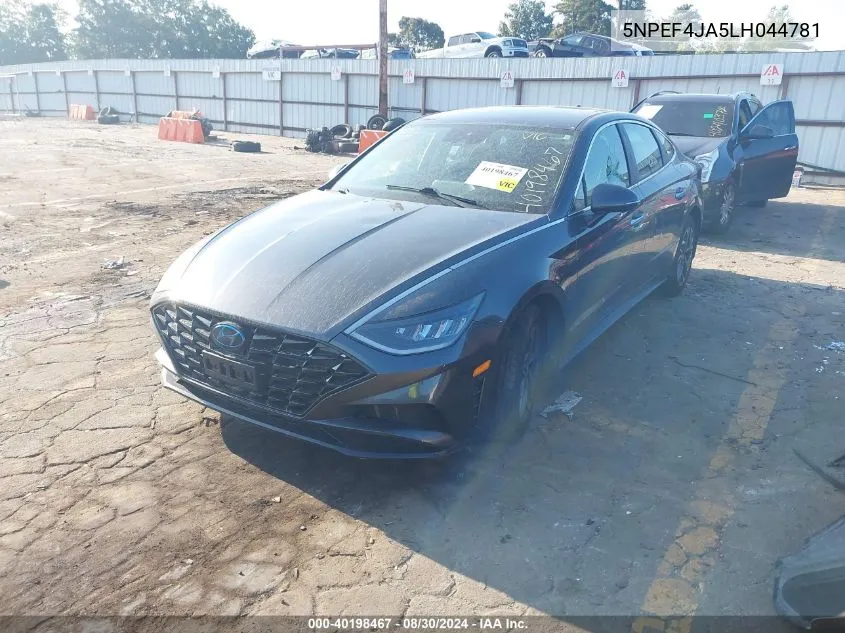 2020 Hyundai Sonata Sel VIN: 5NPEF4JA5LH044781 Lot: 40198467