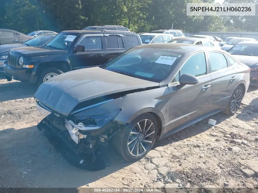 2020 Hyundai Sonata Limited VIN: 5NPEH4J21LH060236 Lot: 40202154