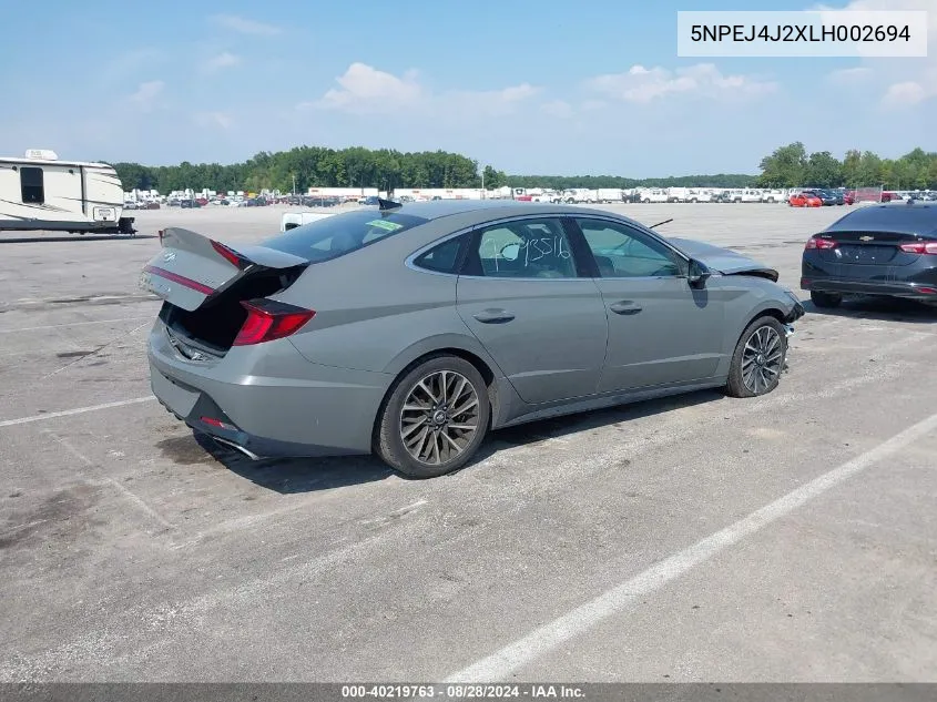 2020 Hyundai Sonata Sel Plus VIN: 5NPEJ4J2XLH002694 Lot: 40219763