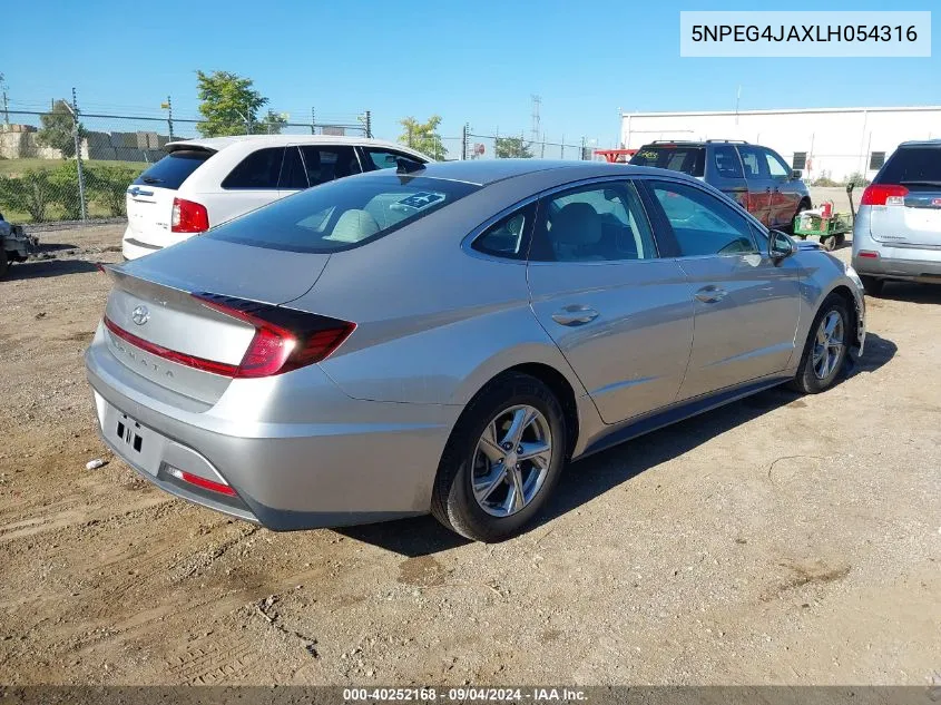 2020 Hyundai Sonata Se VIN: 5NPEG4JAXLH054316 Lot: 40252168