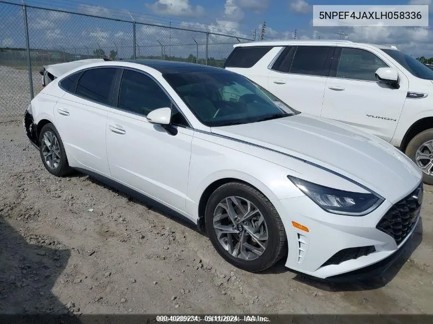 2020 Hyundai Sonata Sel VIN: 5NPEF4JAXLH058336 Lot: 40289234