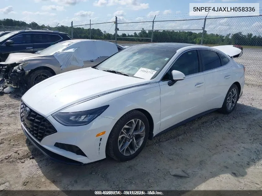 2020 Hyundai Sonata Sel VIN: 5NPEF4JAXLH058336 Lot: 40289234