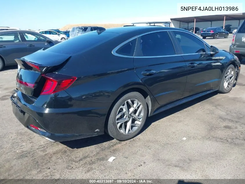 2020 Hyundai Sonata Sel VIN: 5NPEF4JA0LH013986 Lot: 40313697