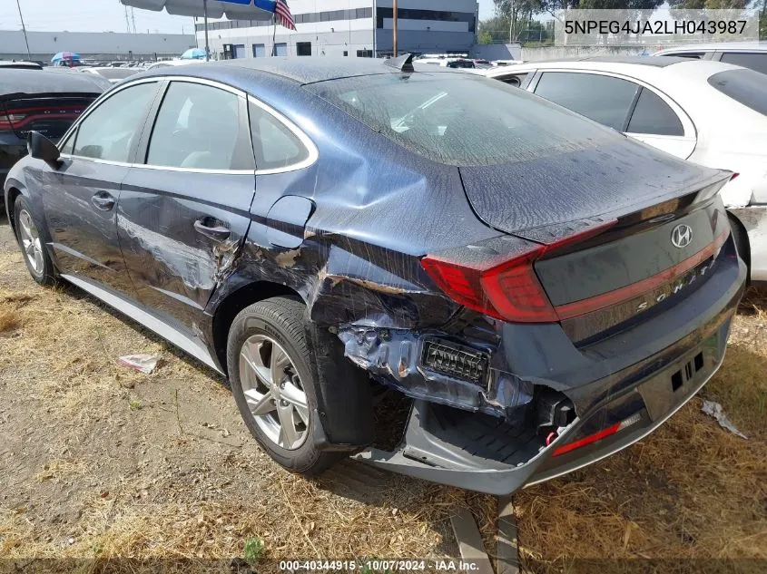 2020 Hyundai Sonata Se VIN: 5NPEG4JA2LH043987 Lot: 40344915