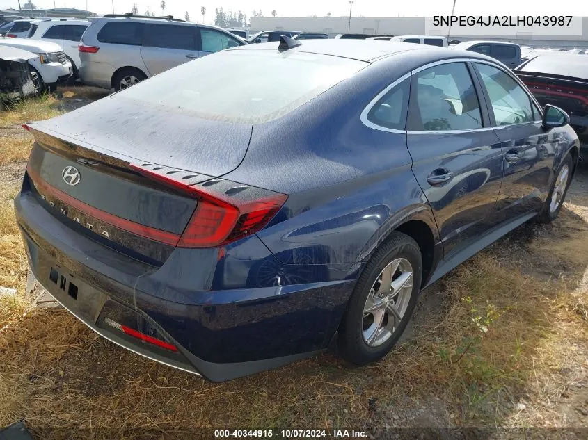 2020 Hyundai Sonata Se VIN: 5NPEG4JA2LH043987 Lot: 40344915