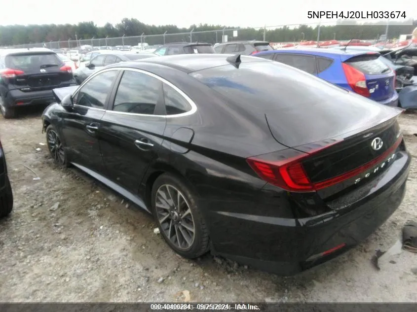 2020 Hyundai Sonata Limited VIN: 5NPEH4J20LH033674 Lot: 40400284