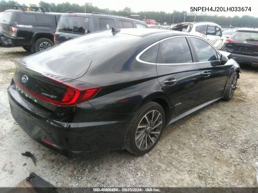 2020 Hyundai Sonata Limited VIN: 5NPEH4J20LH033674 Lot: 40400284