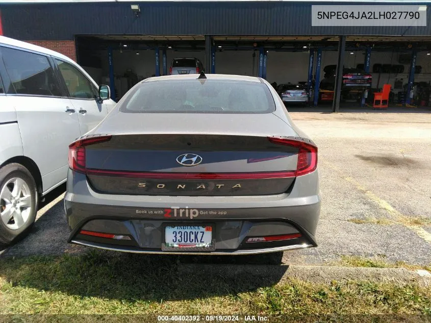 2020 Hyundai Sonata Se VIN: 5NPEG4JA2LH027790 Lot: 40402392