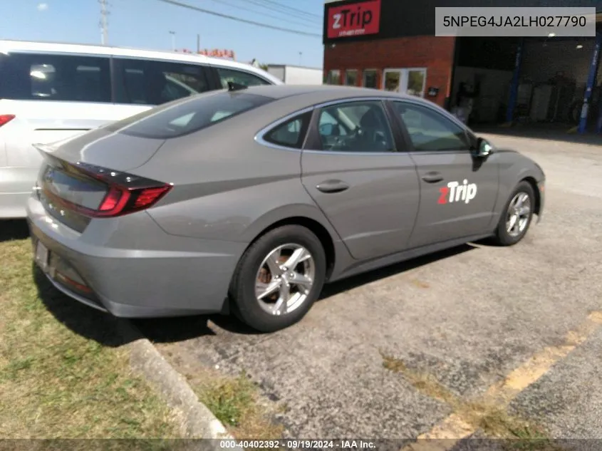 2020 Hyundai Sonata Se VIN: 5NPEG4JA2LH027790 Lot: 40402392