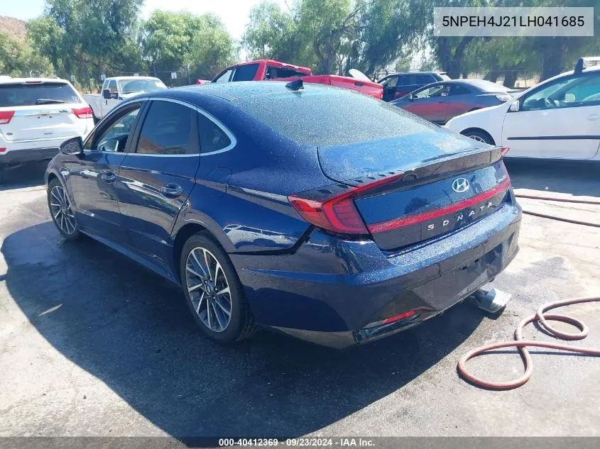 2020 Hyundai Sonata Limited VIN: 5NPEH4J21LH041685 Lot: 40412369