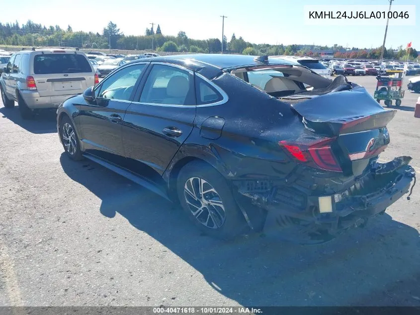 KMHL24JJ6LA010046 2020 Hyundai Sonata Hybrid Blue