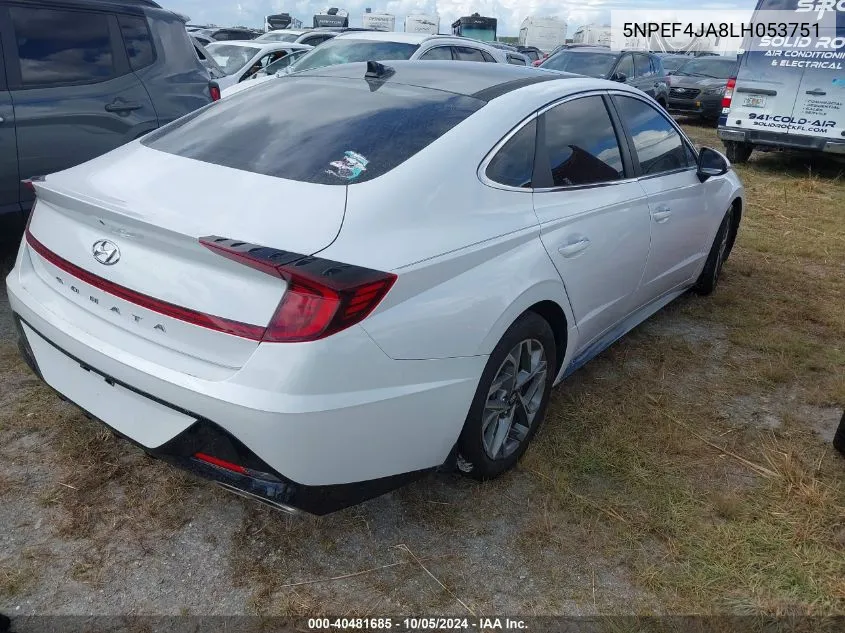 2020 Hyundai Sonata Sel VIN: 5NPEF4JA8LH053751 Lot: 40481685