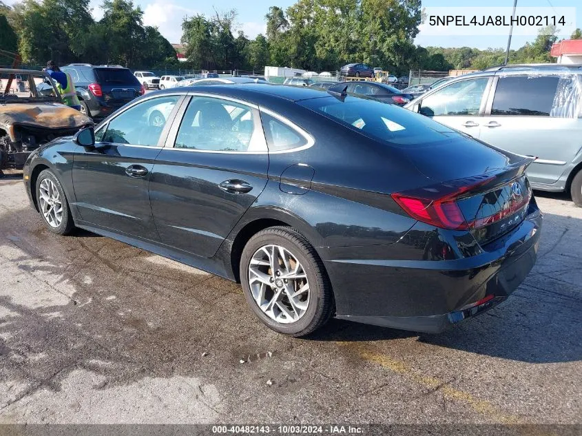 2020 Hyundai Sonata Sel VIN: 5NPEL4JA8LH002114 Lot: 40482143