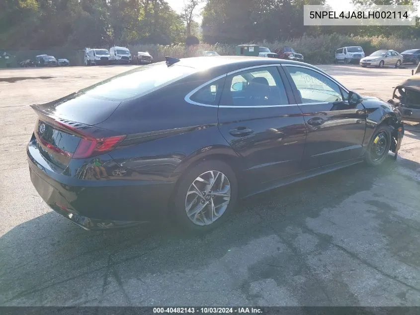 2020 Hyundai Sonata Sel VIN: 5NPEL4JA8LH002114 Lot: 40482143