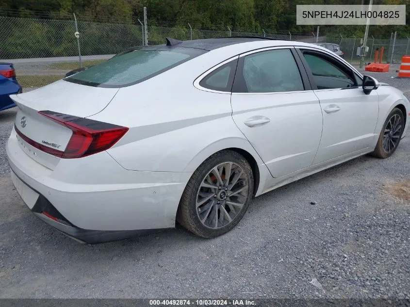 2020 Hyundai Sonata Limited VIN: 5NPEH4J24LH004825 Lot: 40492874