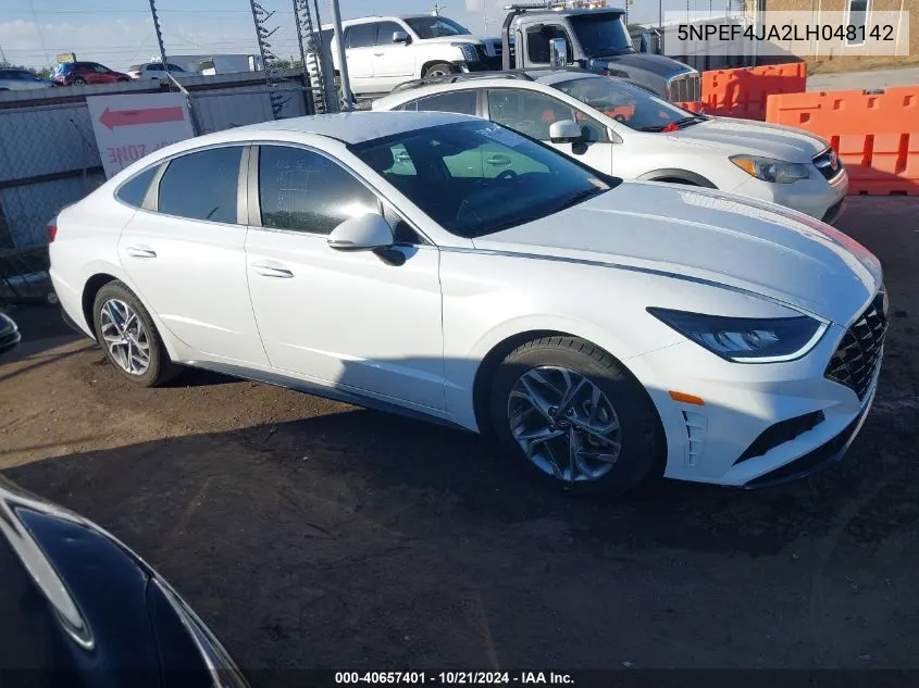 2020 Hyundai Sonata Sel VIN: 5NPEF4JA2LH048142 Lot: 40657401