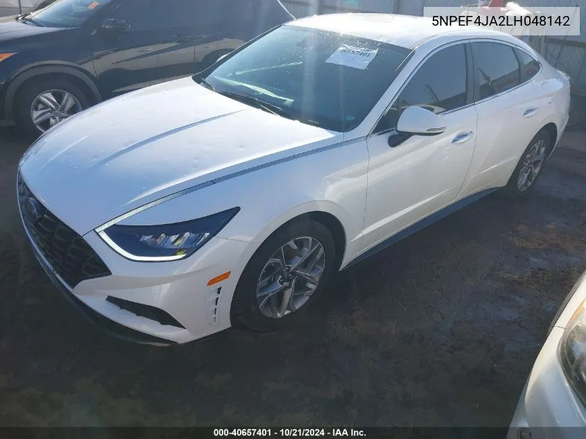 2020 Hyundai Sonata Sel VIN: 5NPEF4JA2LH048142 Lot: 40657401