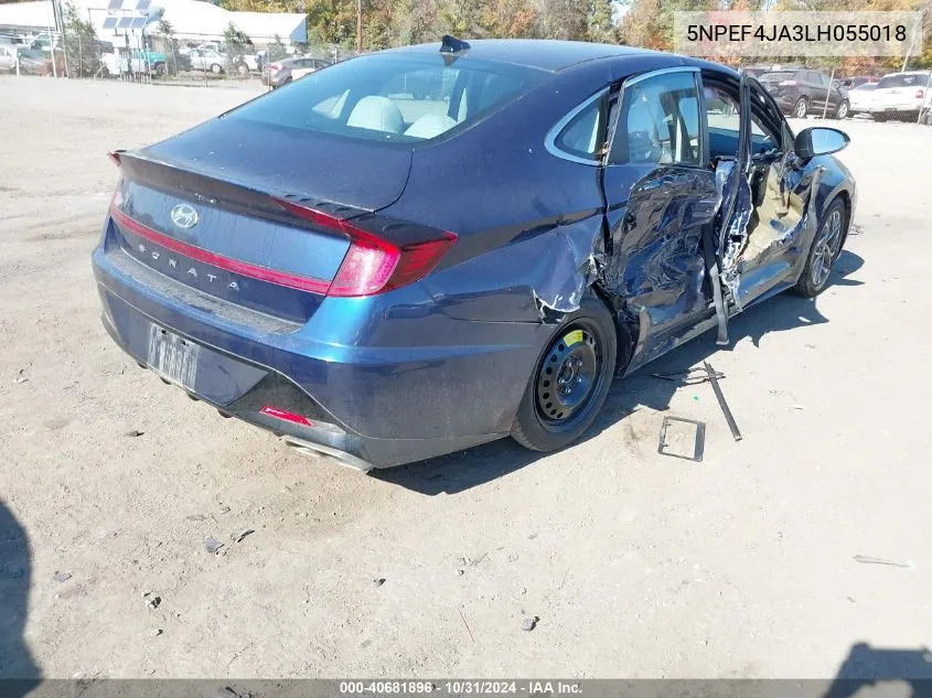 2020 Hyundai Sonata Sel VIN: 5NPEF4JA3LH055018 Lot: 40681896