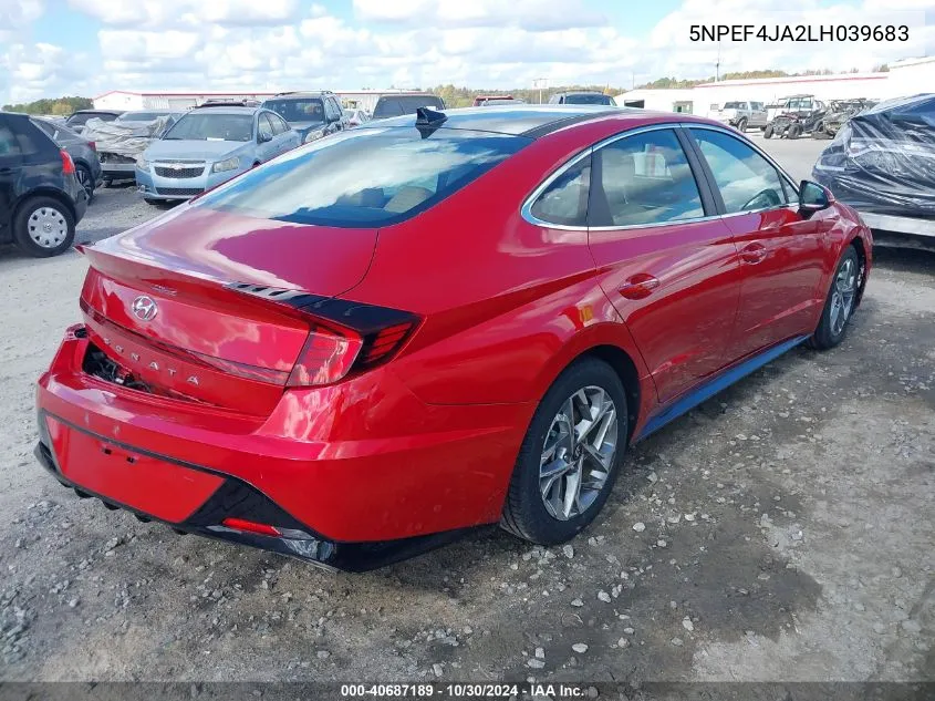 2020 Hyundai Sonata Sel VIN: 5NPEF4JA2LH039683 Lot: 40687189