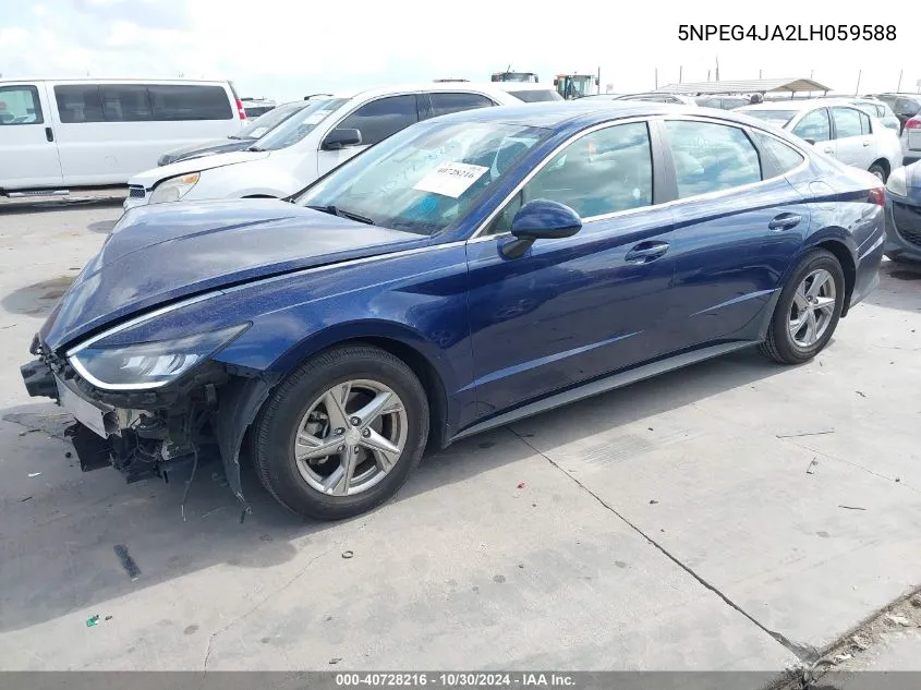 2020 Hyundai Sonata Se VIN: 5NPEG4JA2LH059588 Lot: 40728216