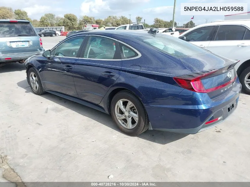 2020 Hyundai Sonata Se VIN: 5NPEG4JA2LH059588 Lot: 40728216