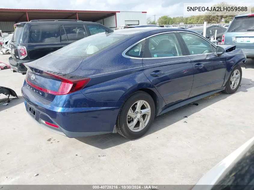 2020 Hyundai Sonata Se VIN: 5NPEG4JA2LH059588 Lot: 40728216