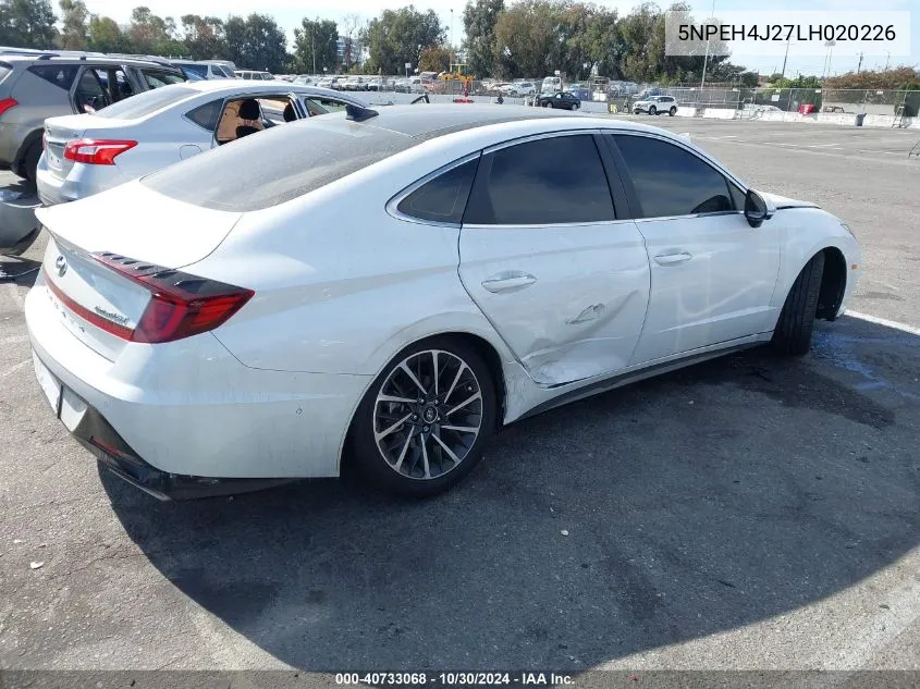 2020 Hyundai Sonata Limited VIN: 5NPEH4J27LH020226 Lot: 40733068