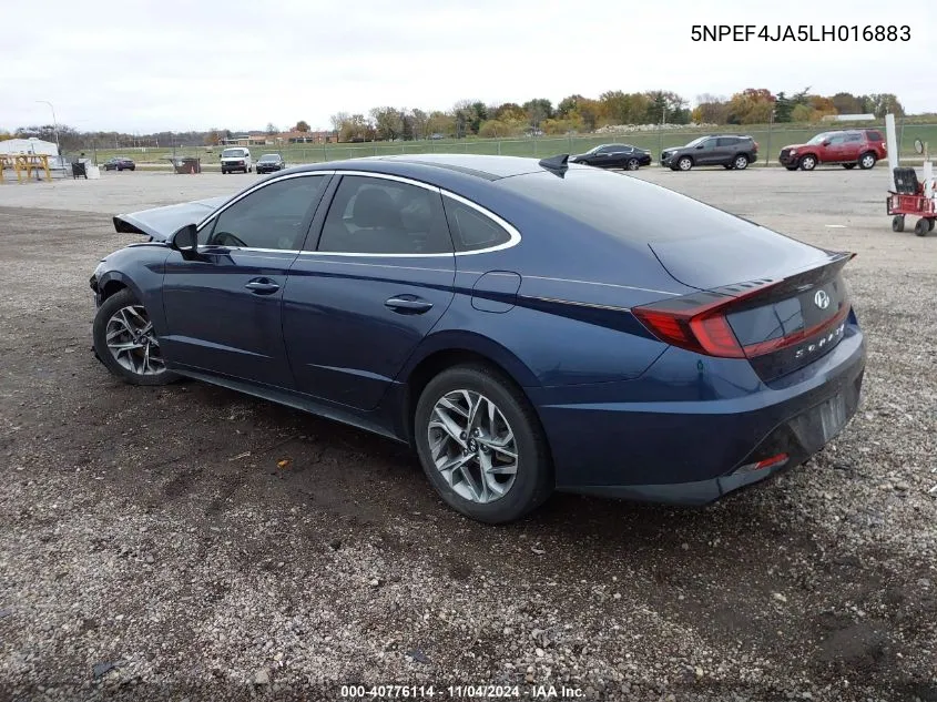 2020 Hyundai Sonata Sel VIN: 5NPEF4JA5LH016883 Lot: 40776114