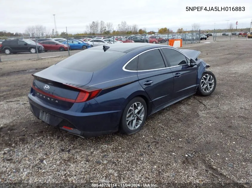 2020 Hyundai Sonata Sel VIN: 5NPEF4JA5LH016883 Lot: 40776114