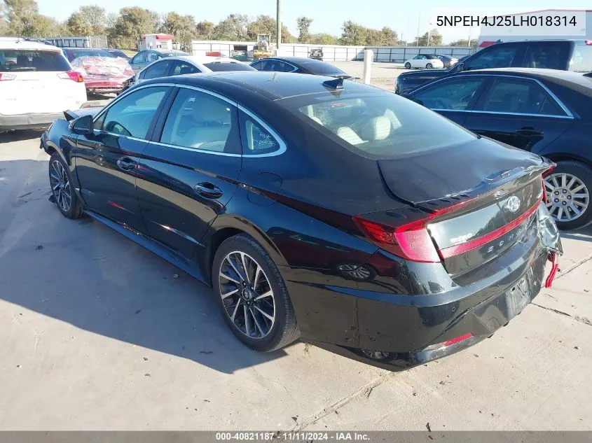 2020 Hyundai Sonata Limited VIN: 5NPEH4J25LH018314 Lot: 40821187