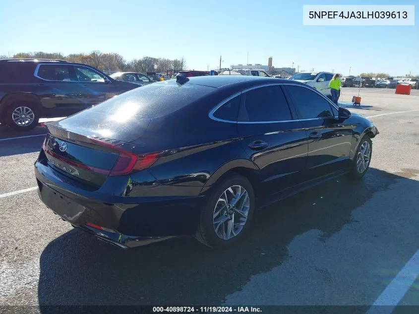 2020 Hyundai Sonata Sel VIN: 5NPEF4JA3LH039613 Lot: 40898724