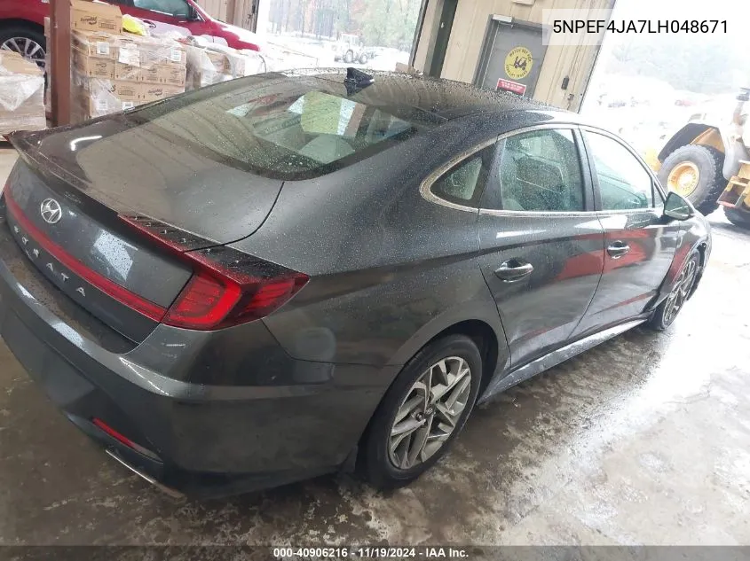 2020 Hyundai Sonata Sel VIN: 5NPEF4JA7LH048671 Lot: 40906216