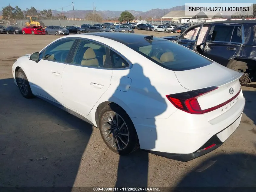 2020 Hyundai Sonata Limited VIN: 5NPEH4J27LH008853 Lot: 40908311