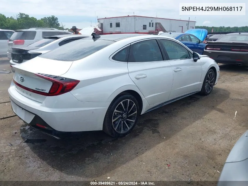 2021 Hyundai Sonata Limited VIN: 5NPEH4J29MH068117 Lot: 39499621