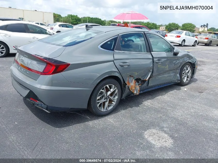 2021 Hyundai Sonata Sel VIN: 5NPEL4JA9MH070004 Lot: 39649574