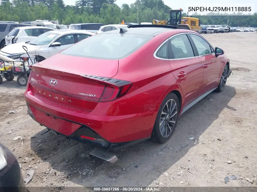 2021 Hyundai Sonata Limited VIN: 5NPEH4J29MH118885 Lot: 39657266