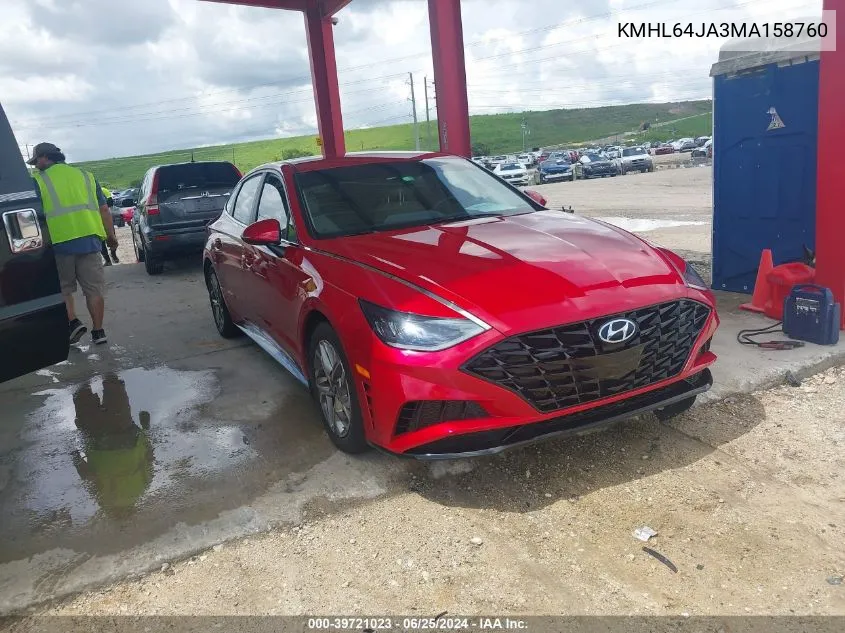 2021 Hyundai Sonata Sel VIN: KMHL64JA3MA158760 Lot: 39721023