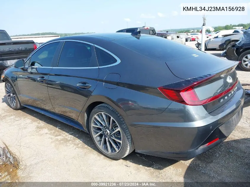 2021 Hyundai Sonata Limited VIN: KMHL34J23MA156928 Lot: 39921236