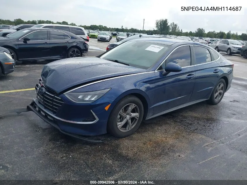 2021 Hyundai Sonata Se VIN: 5NPEG4JA4MH114687 Lot: 39942506