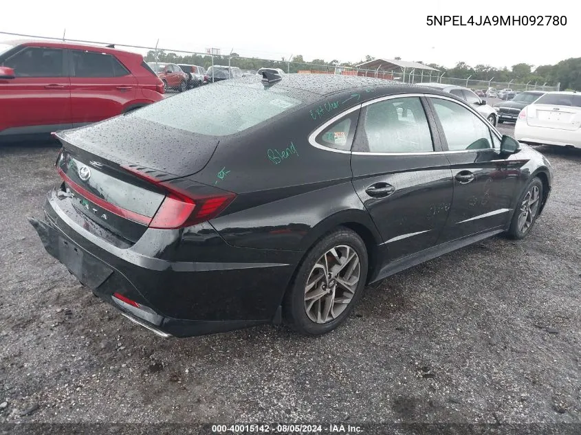 2021 Hyundai Sonata Sel VIN: 5NPEL4JA9MH092780 Lot: 40015142