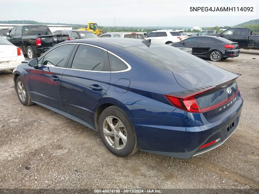 5NPEG4JA6MH114092 2021 Hyundai Sonata Se