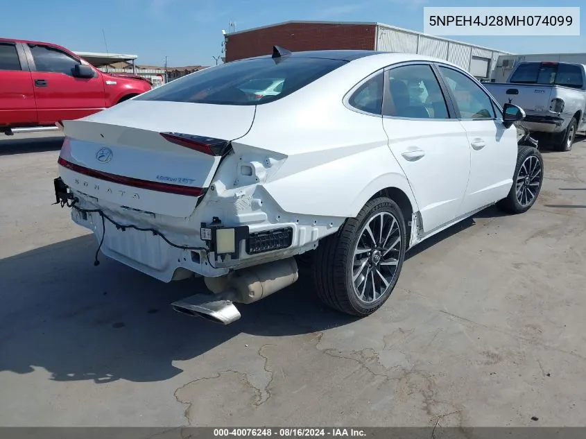 2021 Hyundai Sonata Limited VIN: 5NPEH4J28MH074099 Lot: 40076248