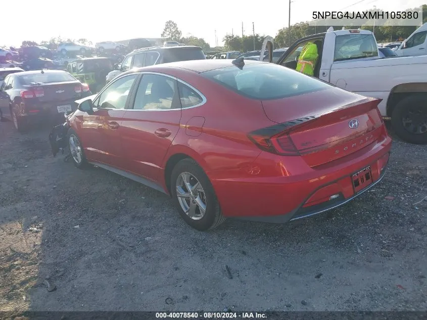 2021 Hyundai Sonata Se VIN: 5NPEG4JAXMH105380 Lot: 40078540