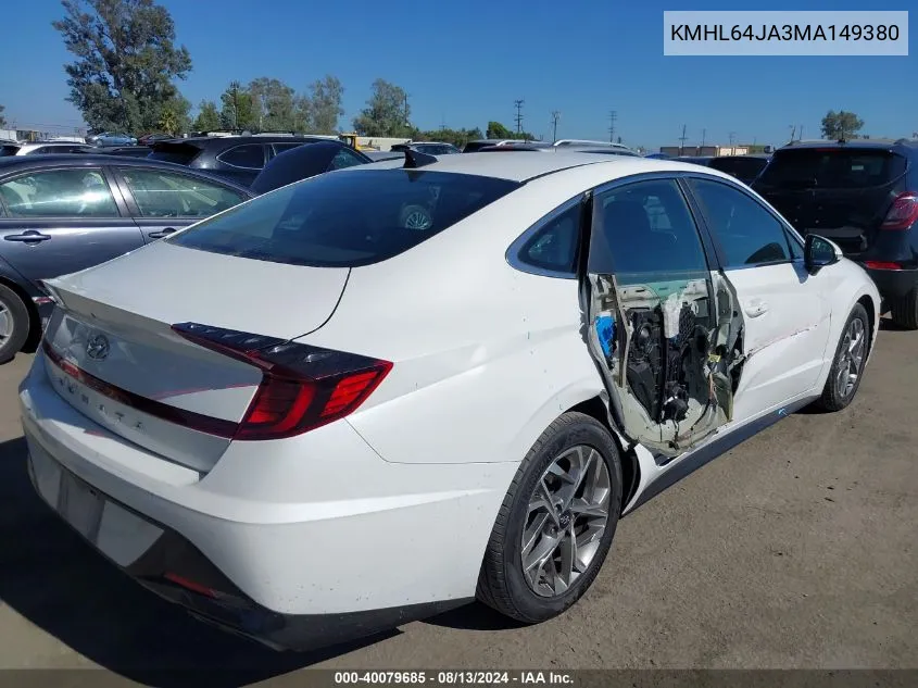 2021 Hyundai Sonata Sel VIN: KMHL64JA3MA149380 Lot: 40079685