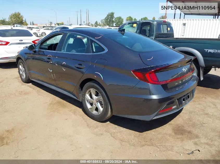 2021 Hyundai Sonata Se VIN: 5NPEG4JA3MH110954 Lot: 40155833