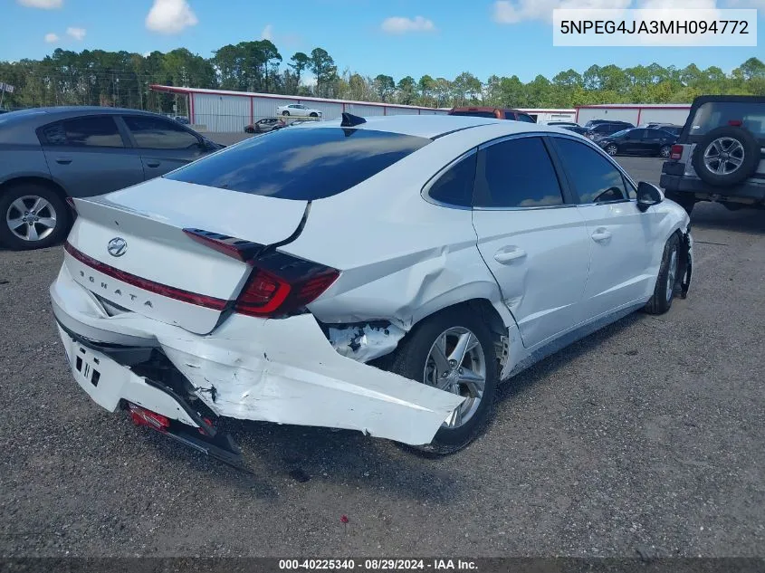 2021 Hyundai Sonata Se VIN: 5NPEG4JA3MH094772 Lot: 40225340