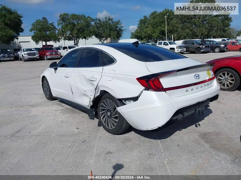 2021 Hyundai Sonata Limited VIN: KMHL54JJ0MA036537 Lot: 40240436