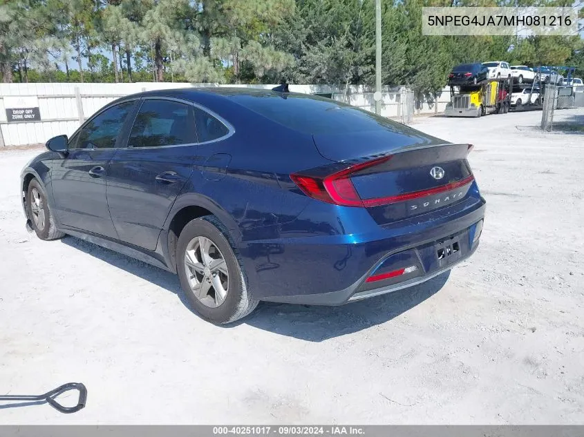 5NPEG4JA7MH081216 2021 Hyundai Sonata Se