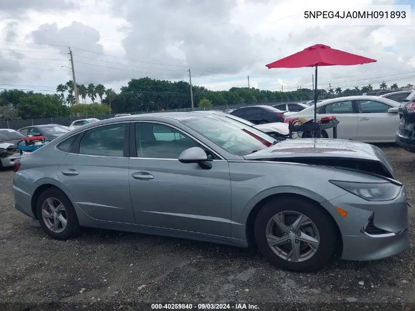 2021 Hyundai Sonata Se VIN: 5NPEG4JA0MH091893 Lot: 40259840